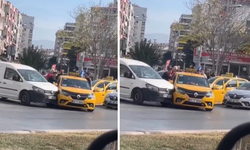 İzmir Konak’ta trafik kazası: Ticari taksi ile otomobil çarpıştı!