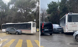 İzmir Buca’da otobüs ile otomobil çarpıştı: Trafik kilitlendi