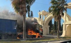 İzmir Menemen'de seyir halindeki tır alev alev yandı!