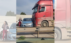 Kör nokta kazaya neden oldu! Konak'ta otomobil tırla çarpıştı