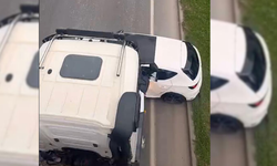 Bayraklı'da otomobil hafriyat kamyonunun önünde 100 metre sürüklendi