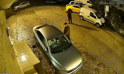 Çeşme'de arabaların kapılarını zorlayan hırsızlar kameraya yakalandı