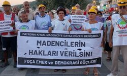 Foça’da madenci eylemlerine destek: Tutuklu sendikacılar için yürüdüler