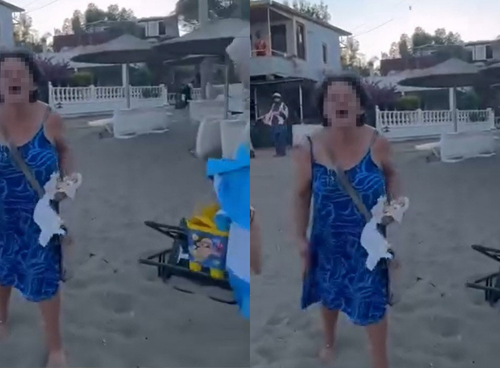 Seferihisar’da plajda gerginlik: Yaşlı kadının davranışları tepki çekti