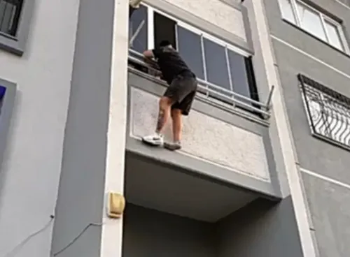 14 yıl hapis cezasıyla aranan şüpheli balkondan kaçarken yakalandı