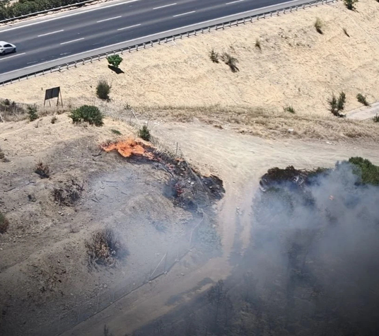 Buca'da çevre yolunda çıkan yangın büyümeden söndürüldü