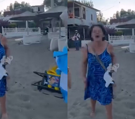 Seferihisar’da plajda gerginlik: Yaşlı kadının davranışları tepki çekti