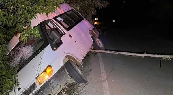 Ödemiş’te minibüs ağaca çarptı: 2 kişi yaralandı