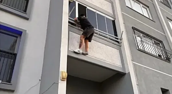 14 yıl hapis cezasıyla aranan şüpheli balkondan kaçarken yakalandı