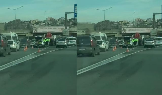 İzmir Uçan Yol'da trafik kazası: Yol tek şeritten akıyor!