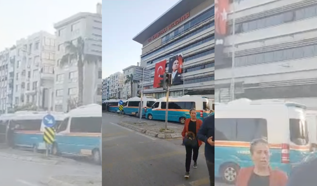 İzmir Karşıyaka’da dolmuş krizi! Sürücüler yolu kapattı, trafik felç oldu