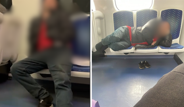 İZBAN'da uyuyarak  başladı, rahatsız edici boyuta ulaştı!