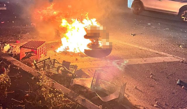 Motosiklet alev aldı, sürücü feci şekilde can verdi