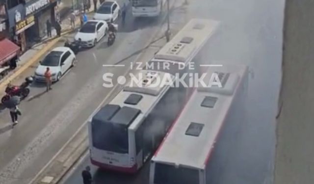 Eşrefpaşa’da otobüsten dumanlar yükseldi