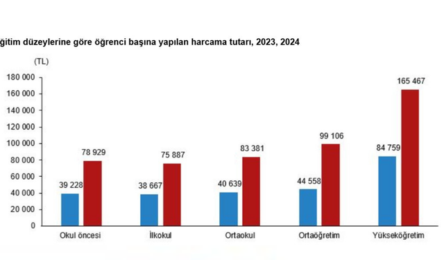 TÜİK: Eğitim harcamaları 2024’te yüzde 94,6 arttı