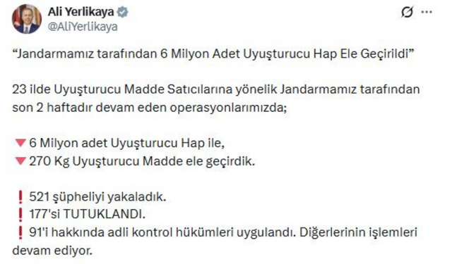 23 ilde yasaklı madde operasyonu: 521 şüpheli yakalandı