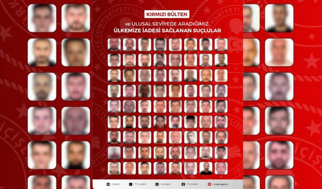 Kırmızı bültenle aranan 72 suçlu Türkiye’ye getirildi