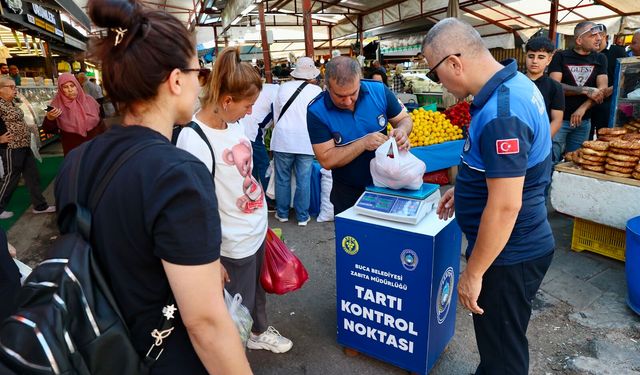 Buca pazarlarında güvenli alışveriş dönemi: Tartı kontrol noktaları devrede