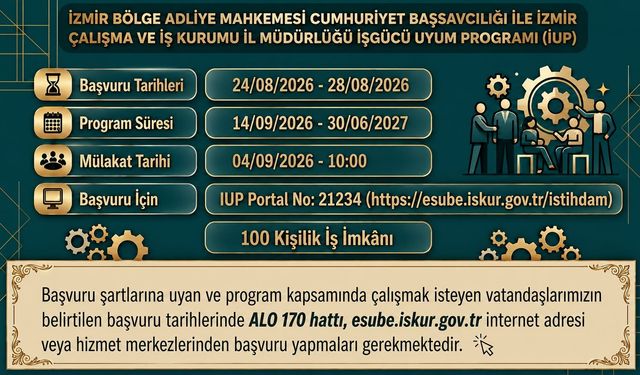 İZMİR BÖLGE ADLİYE MAHKEMESİNDE İŞ FIRSATI