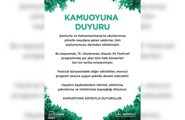 Alaçatı Ot Festivali’nde konserler ertelendi