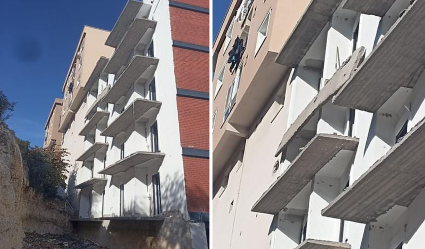 Buca'da yeni yapılan binada ihmalkarlık: Balkon çöktü!