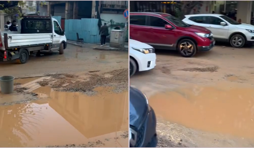 İzmir Alsancak'ta sokaklar çamur deryası!