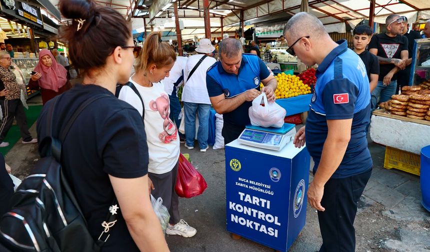 Buca pazarlarında güvenli alışveriş dönemi: Tartı kontrol noktaları devrede