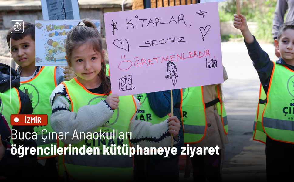 Buca Çınar Anaokulları öğrencilerinden kütüphaneye ziyaret
