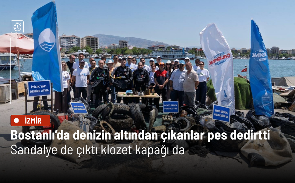 Bostanlı’da denizin altından çıkanlar pes dedirtti: Sandalye de çıktı klozet kapağı da