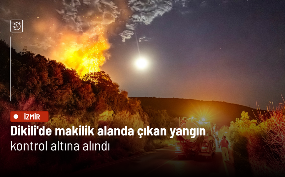 Dikili'de makilik alanda çıkan yangın kontrol altına alındı