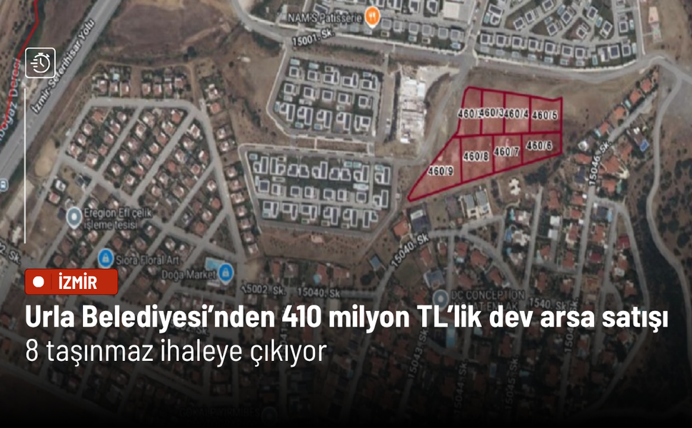 Urla Belediyesi’nden 410 milyon TL’lik dev arsa satışı: 8 taşınmaz ihaleye çıkıyor