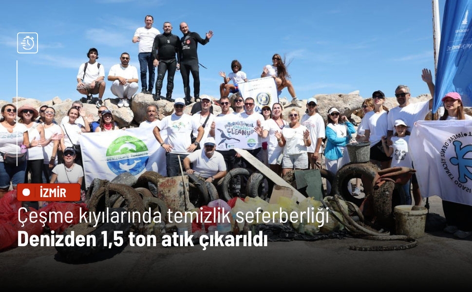 Çeşme kıyılarında temizlik seferberliği: Denizden 1,5 ton atık çıkarıldı