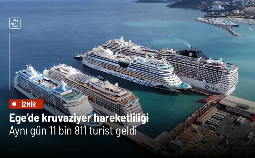 Ege’de kruvaziyer hareketliliği: Aynı gün 11 bin 811 turist geldi