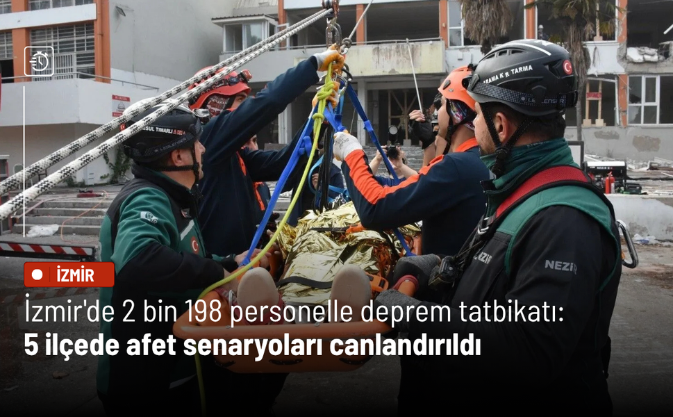 İzmir'de 2 bin 198 personelle deprem tatbikatı: 5 ilçede afet senaryoları canlandırıldı