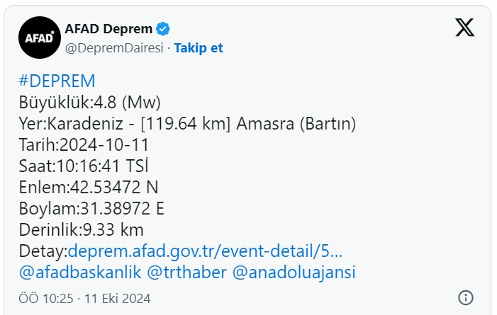 Zonguldak deprem