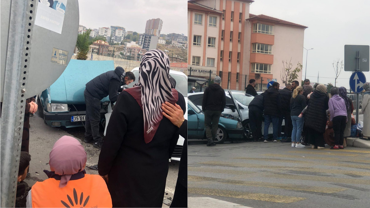 İzmir Karabağlar'da Feci Kaza Araçlar Kafa Kafaya Girdi! (2)