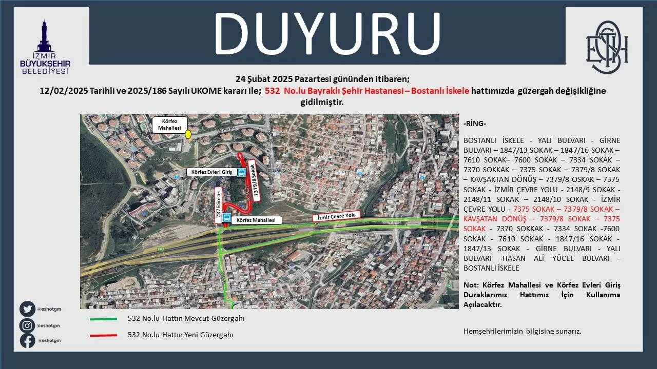 532 Nolu Hat Yeni Guzergah