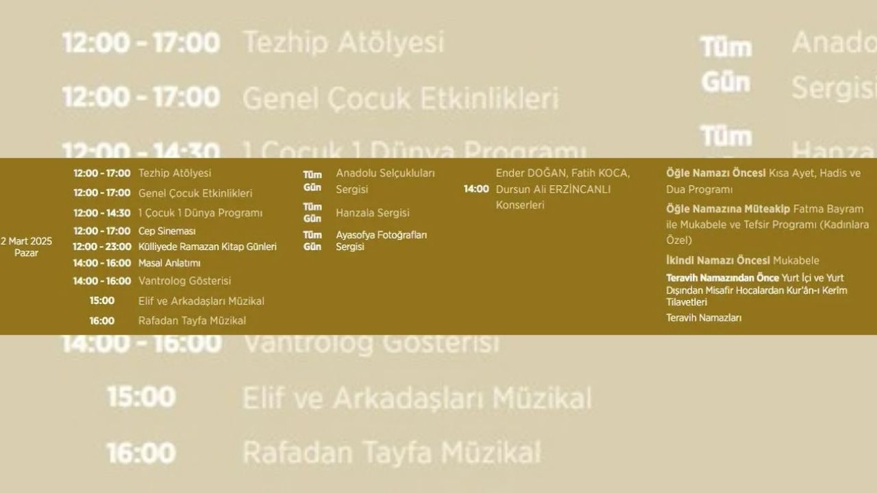 Etkinlik Takvimi