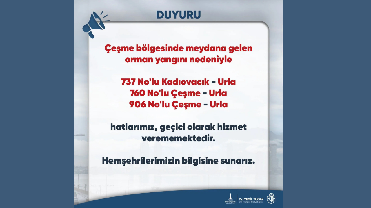 Çeşme Otobüs Seferleri Iptal