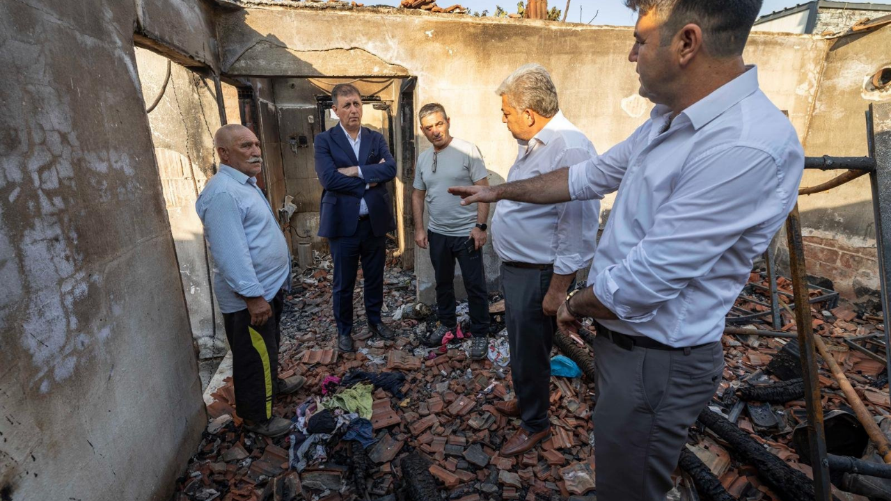 Başkan Tugay’dan Yangın Mağduru Aileye Destek Sözü 1-1