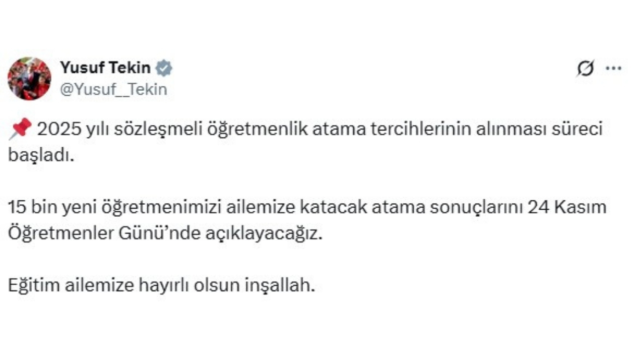 Bakan Tekin Açıklama