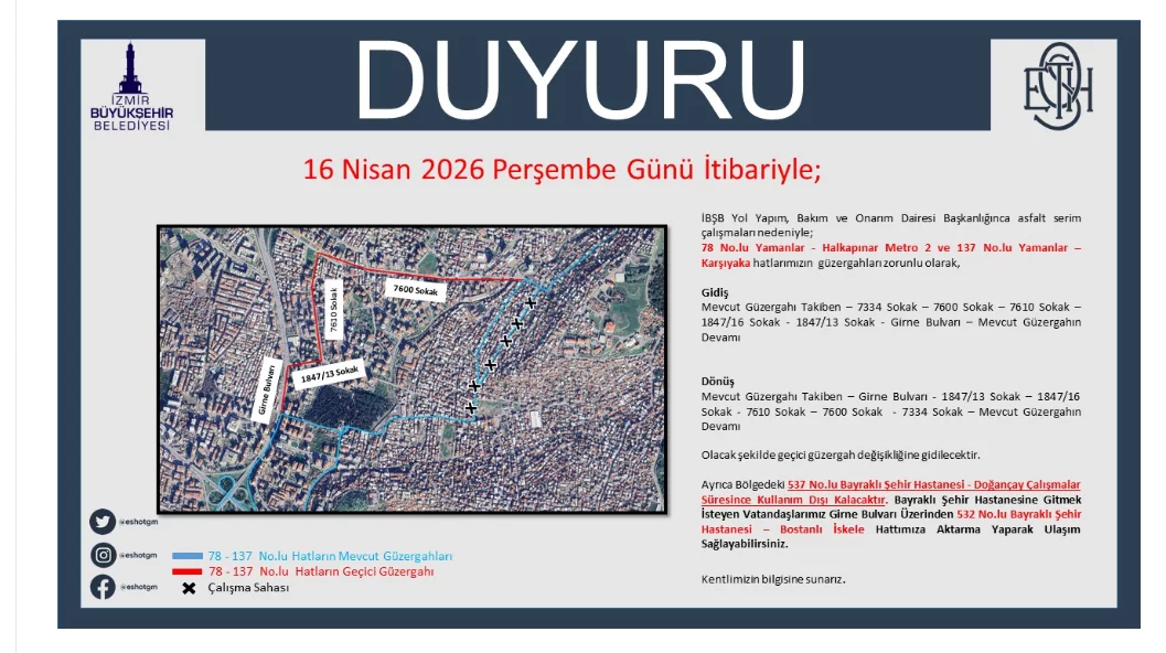 İzmir’de ESHOT düzenlemesi: 2 hattın güzergahı değişti, 1 hat devre dışı