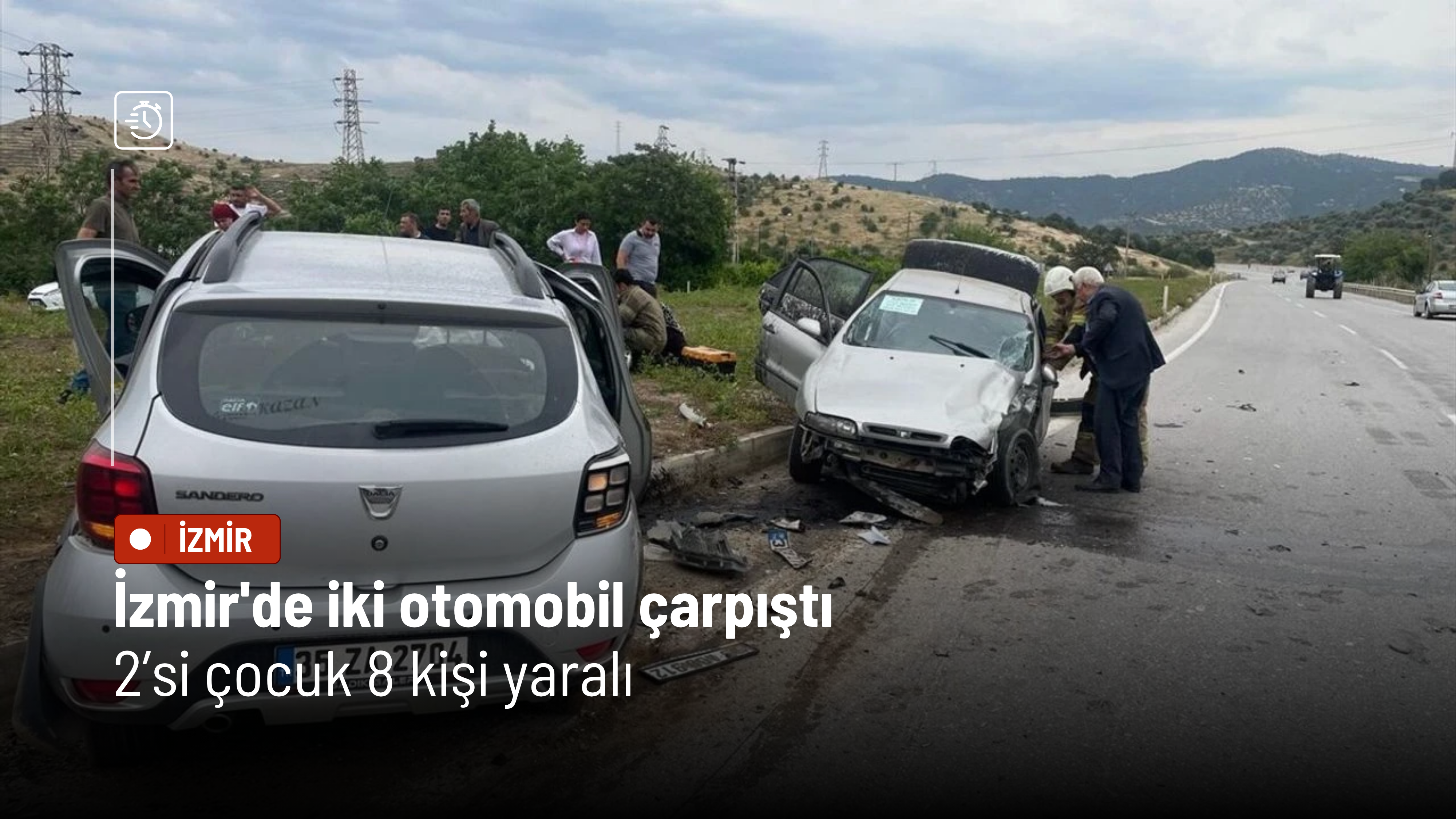 İzmir'de iki otomobil çarpıştı: 2’si çocuk 8 kişi yaralı
