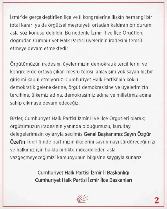 Chp Izmir Orgutu Ilce Ve Il Kongrelerinden Iptal Karari Soz Konusu Degil 2