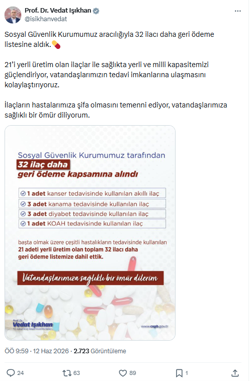 SGK, 32 ilacı daha geri ödeme listesine aldı 2 Ekran Görüntüsü 2026 06 12 112232
