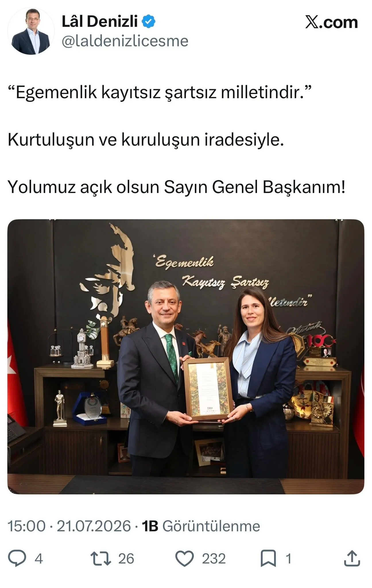 Lal Denizli'den Özgür Özele Destek