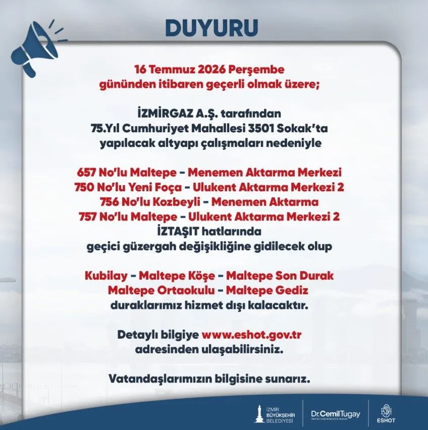 Menemen Güzergah Değişikliği
