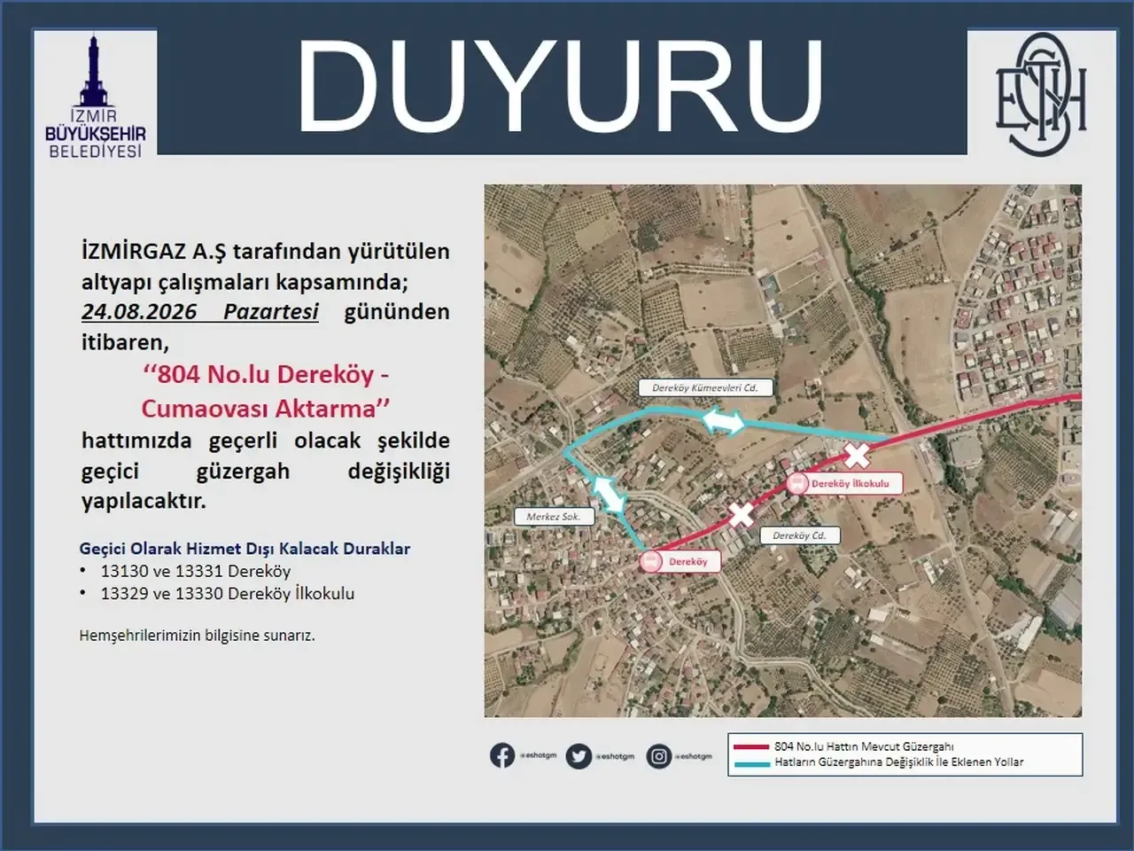 Eshottan Uc Hat Icin Onemli Duyuru Dort Durak Kapaniyor 4