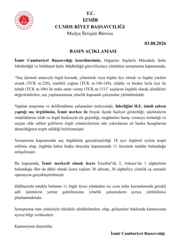 İzmir Başsavcılık Açıklama