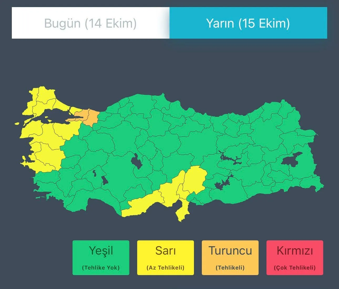 Sarı Kodlu Uyarı Izmir